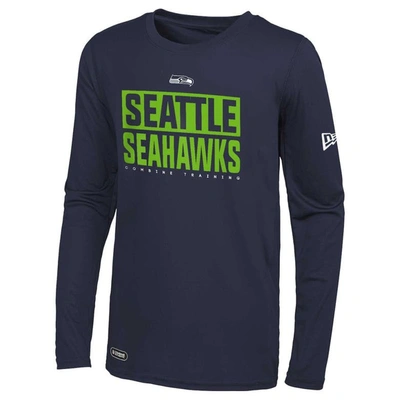 Shop New Era College Navy Seattle Seahawks Combine Authentic Offsides Long Sleeve T-shirt