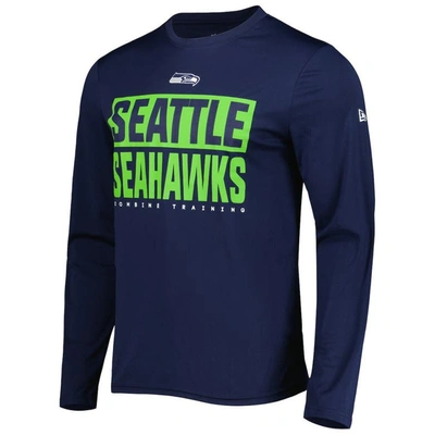 Shop New Era College Navy Seattle Seahawks Combine Authentic Offsides Long Sleeve T-shirt