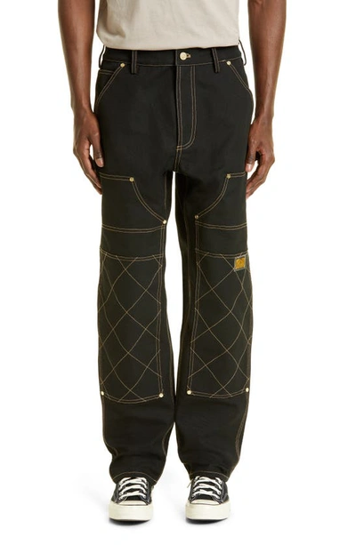Shop Advisory Board Crystals Abc. 123. Diamond Stitch Double Knee Pants In Anthracite Black