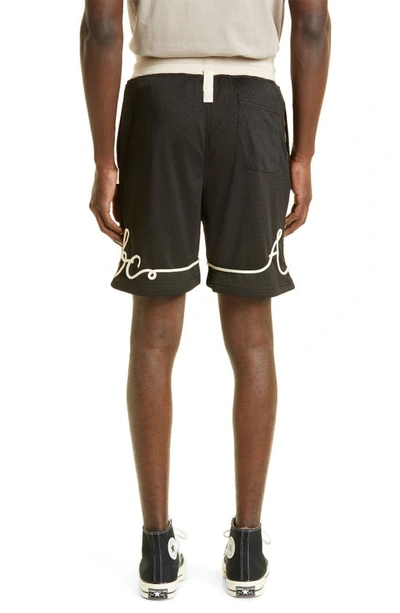 Shop Advisory Board Crystals Abc. 123. Soutache Detail Mesh Basketball Shorts In Anthracite Black
