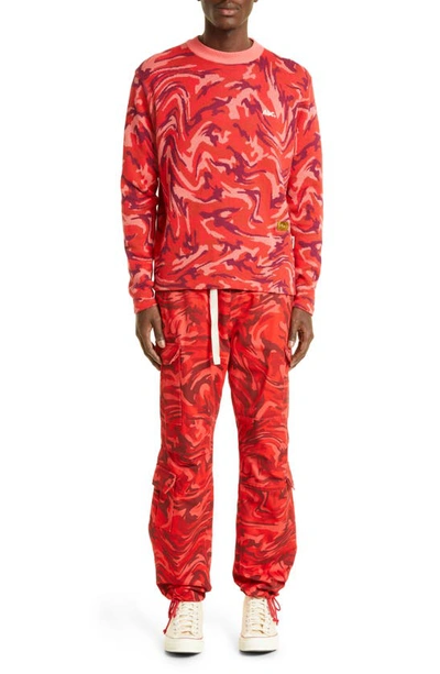 Shop Advisory Board Crystals Abc. 123. Warped Camo Print Cargo Pants In Garnet Red