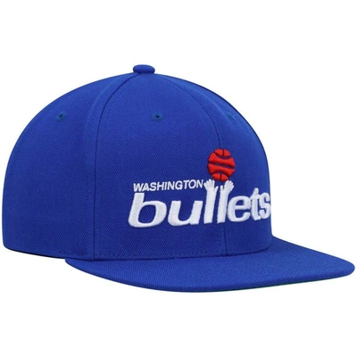Shop Mitchell & Ness Blue Washington Bullets Hardwood Classics Team Ground 2.0 Snapback Hat