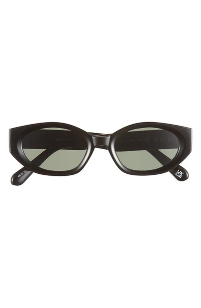 Shop Aire Mensa 48mm Oval Sunglasses In Black / Green Mono
