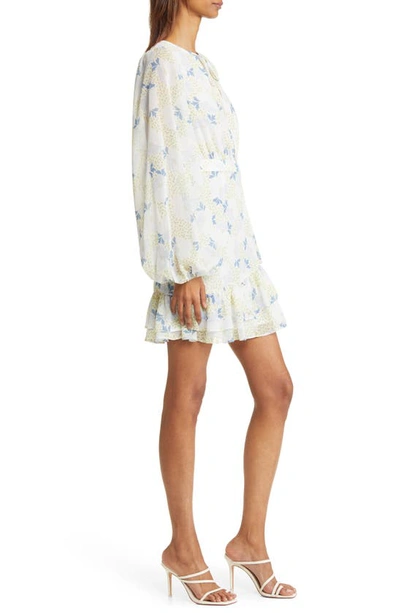Shop Ted Baker Suziiee Floral Long Sleeve Tiered Dress In Sky Blue