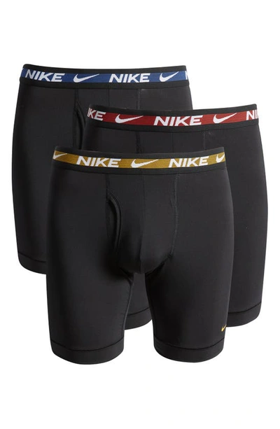 Nike Men's Dri-fit Ultra Stretch Micro Long Boxer Brief (3-pack) In Black