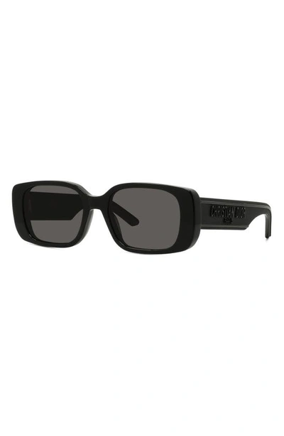 Dior Wil 53mm Rectangular Sunglasses In Black/gray Solid | ModeSens