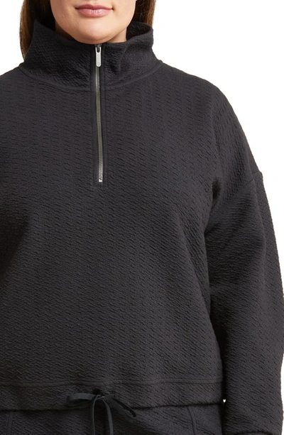 Shop Zella Revive Half Zip Pullover Sweatshirt In Black