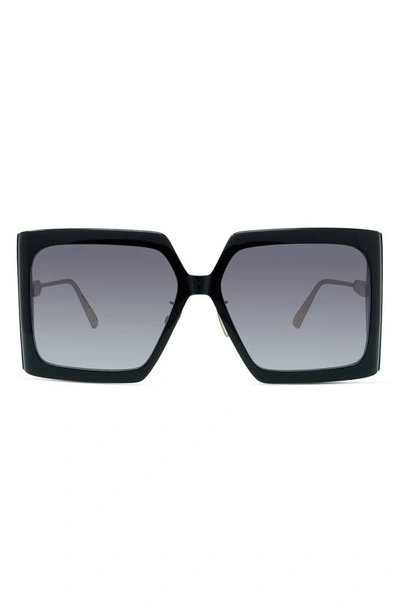 Shop Dior The Solar S2u 59mm Square Sunglasses In Shiny Black / Gradient Smoke