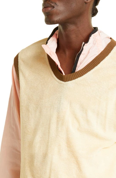 Shop Ranra Mistur Cotton Terry Cloth Sweater Vest In Beige 0269