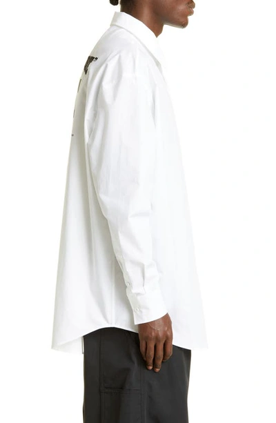 Shop Off-white Exact Opposite Long Sleeve Cotton Button-up Shirt In White Black