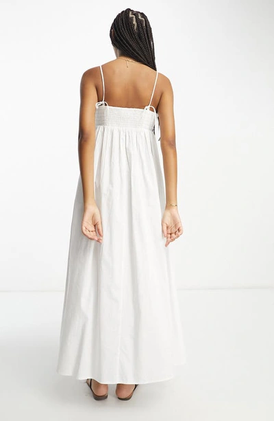 Shop Asos Design Cotton Midi Babydoll Sundress In White