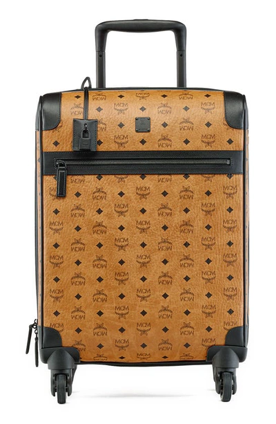 Shop Mcm Ottomar Trolley Cabin Wheeled Carry-on Bag In Cognac