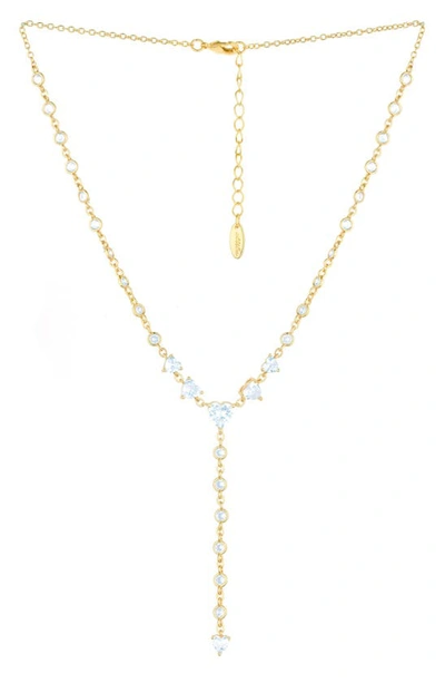 Ettika Queen Of Hearts 18k Gold Plated Crystal Lariat Necklace In Gold