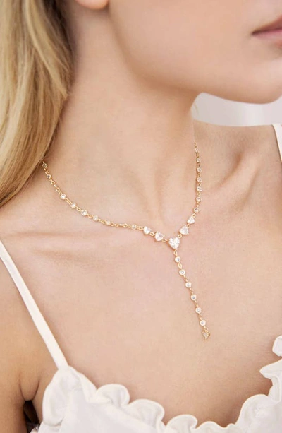 Ettika Queen Of Hearts 18k Gold Plated Crystal Lariat Necklace In Gold