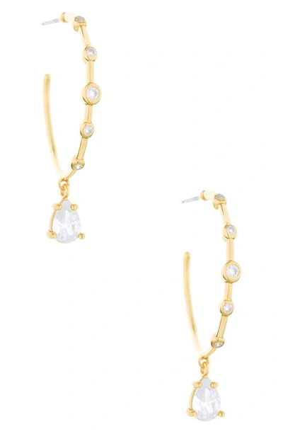 Ettika Delicate Crystal Charm 18k Gold Plated Hoop Earrings In Gold