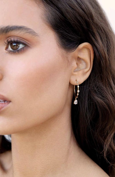 Ettika Delicate Crystal Charm 18k Gold Plated Hoop Earrings In Gold