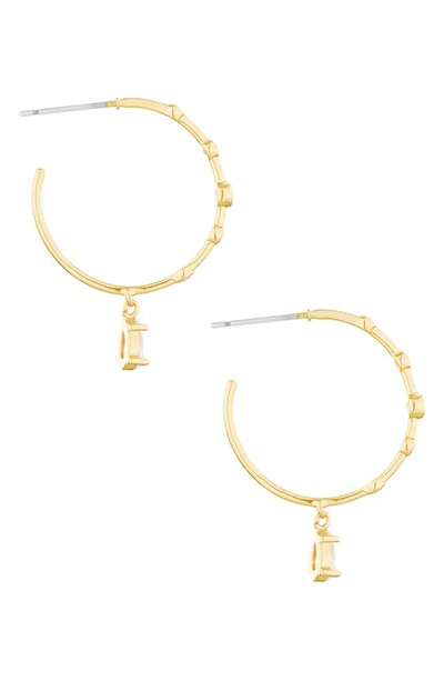 Ettika Delicate Crystal Charm 18k Gold Plated Hoop Earrings In Gold