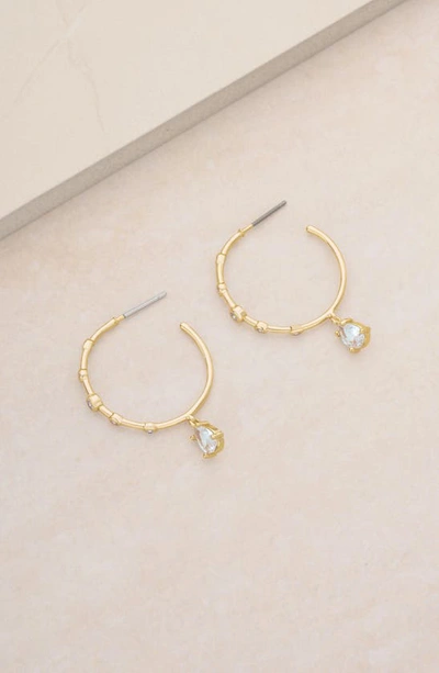Ettika Delicate Crystal Charm 18k Gold Plated Hoop Earrings In Gold