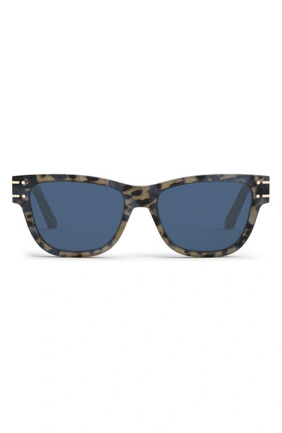 Shop Dior 'signature S6u 54mm Rectangular Sunglasses In Shiny Beige / Blue