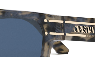 Shop Dior 'signature S6u 54mm Rectangular Sunglasses In Shiny Beige / Blue