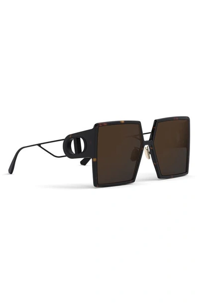 Shop Dior 30montaigne Su 58mm Square Sunglasses In Dark Havana / Smoke Mirror