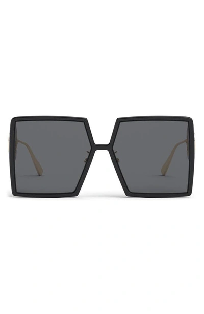 Shop Dior 30montaigne Su 58mm Square Sunglasses In Shiny Black / Smoke Polarized