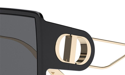 Shop Dior 30montaigne Su 58mm Square Sunglasses In Shiny Black / Smoke Polarized