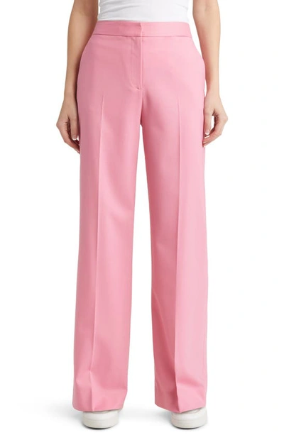 Shop Argent Stretch Wool Wide Leg Trousers In Bubblegum