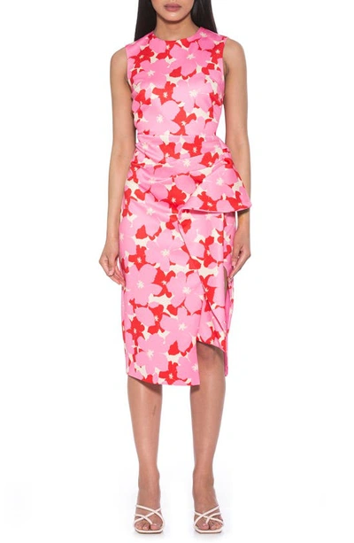 Shop Alexia Admor Valeri Asymmetric Ruffle Cocktail Dress In Pink Multi