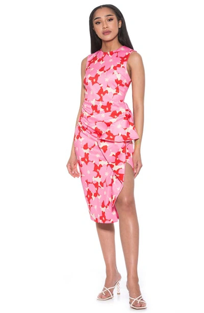 Shop Alexia Admor Valeri Asymmetric Ruffle Cocktail Dress In Pink Multi