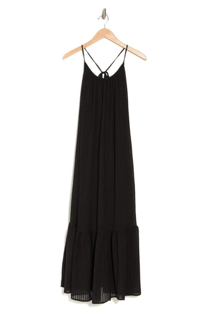 Shop Lovestitch Stripe Ruffle Hem Maxi Dress In Black