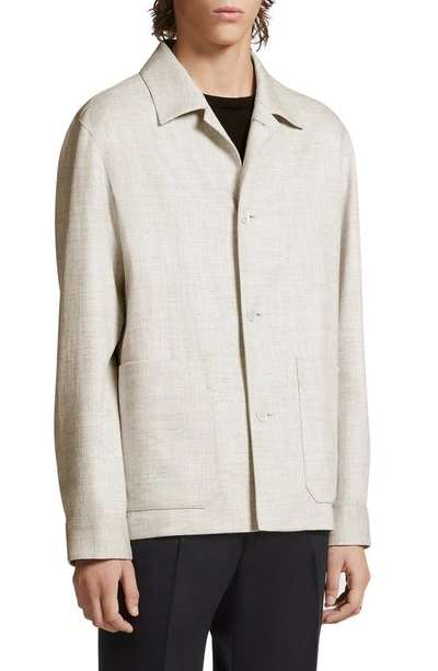 Zegna Silk & Linen Blend Chore Jacket In Natural