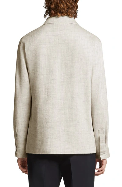Zegna Silk & Linen Blend Chore Jacket In Natural
