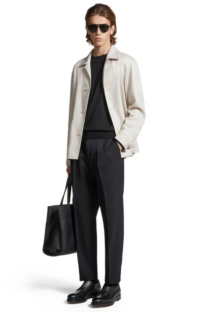 Zegna Silk & Linen Blend Chore Jacket In Natural