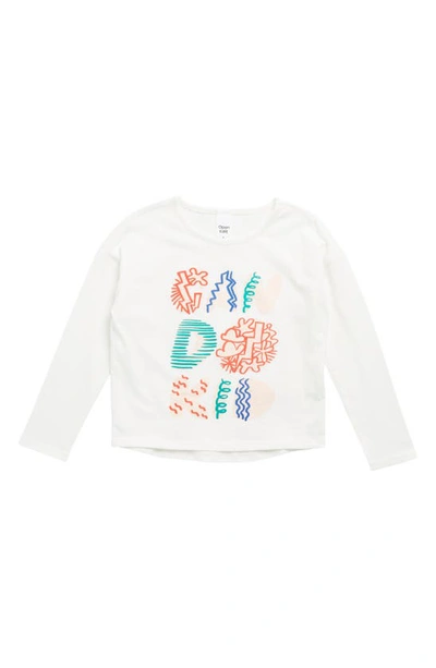 Shop Open Edit Kids' Long Sleeve Organic Cotton T-shirt In Ivory Cloud Can Do Kid