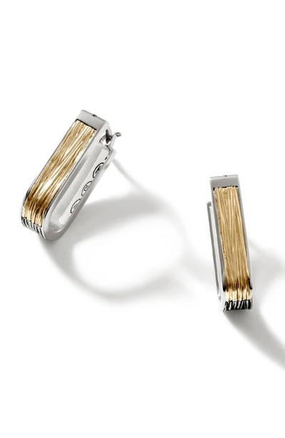 Shop John Hardy Bamboo Striated Hoop Earrings In Silver