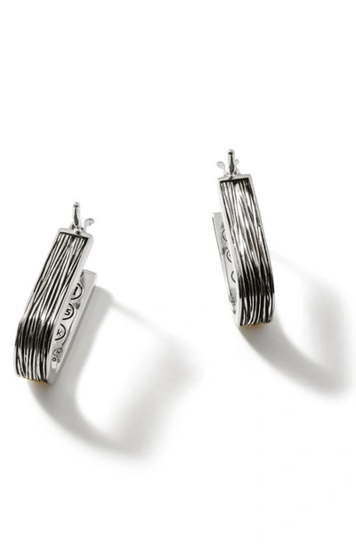 Shop John Hardy Bamboo Striated Hoop Earrings In Silver