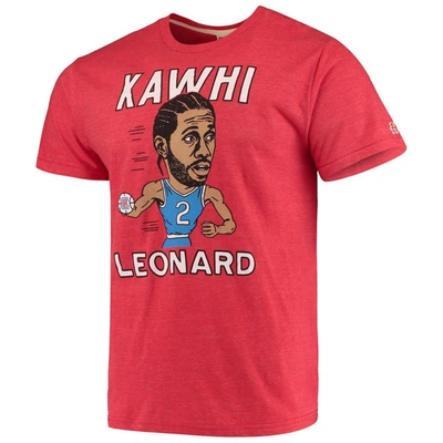 Shop Homage Kawhi Leonard Red La Clippers Caricature Tri-blend T-shirt