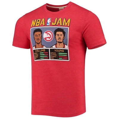 Shop Homage John Collins & Trae Young Heathered Red Nba Jam Tri-blend T-shirt In Heather Red
