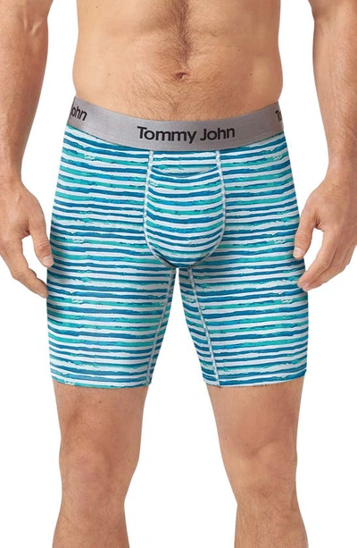 Shop Tommy John Second Skin 8-inch Boxer Briefs In Blue Coral Painterly Stripe