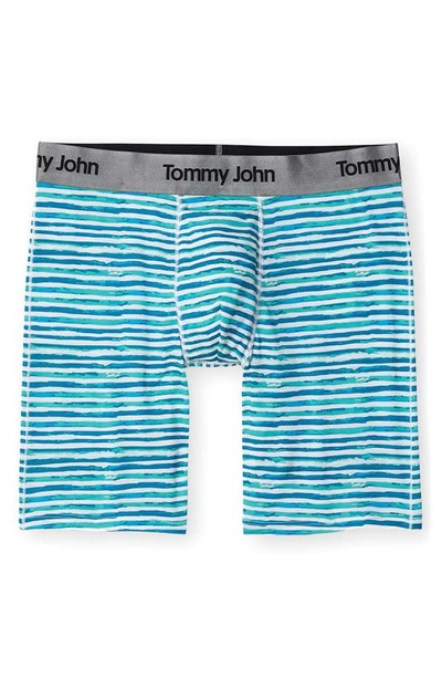 Shop Tommy John Second Skin 8-inch Boxer Briefs In Blue Coral Painterly Stripe