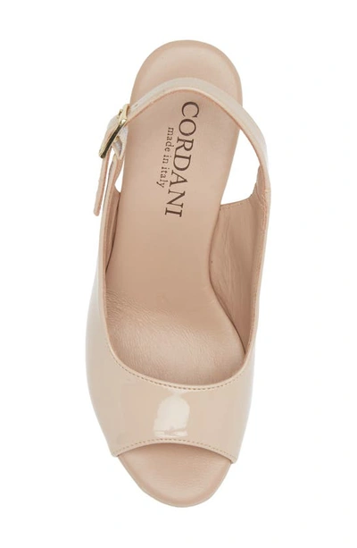 Shop Cordani Tyler Peep Toe Slingback Pump In Light Beige Patent