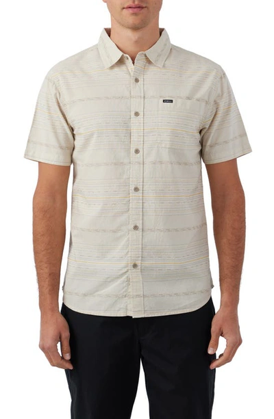 Shop O'neill Seafarer Stripe Short Sleeve Button-up Shirt In Light Khaki