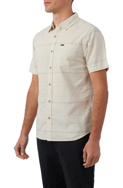 Shop O'neill Seafarer Stripe Short Sleeve Button-up Shirt In Light Khaki