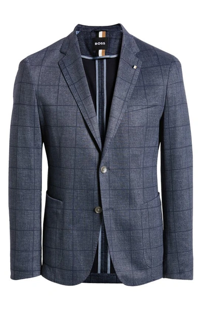 Shop Hugo Boss Hanry Slim Fit Windowpane Plaid Sport Coat In Dark Blue