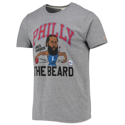 Shop Homage James Harden Heathered Gray Philadelphia 76ers Caricature Tri-blend T-shirt In Heather Gray