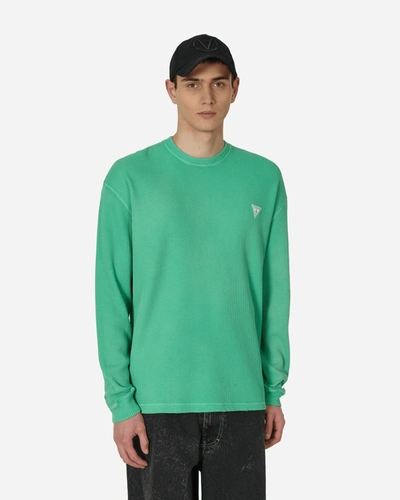 Shop Guess Usa Washed Waffle Sweater In Green