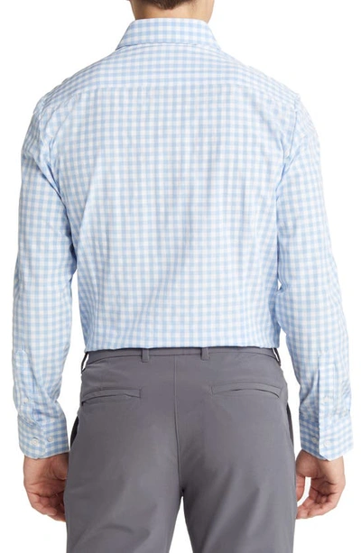 Shop Mizzen + Main Leeward Trim Fit Gingham Performance Button-up Shirt In Light Blue Gingham