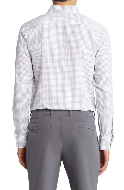 Shop Mizzen + Main Leeward Trim Fit Tattersall Performance Button-up Shirt In White Navy Mini Grid