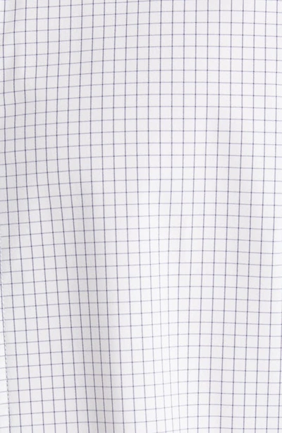 Shop Mizzen + Main Leeward Trim Fit Tattersall Performance Button-up Shirt In White Navy Mini Grid